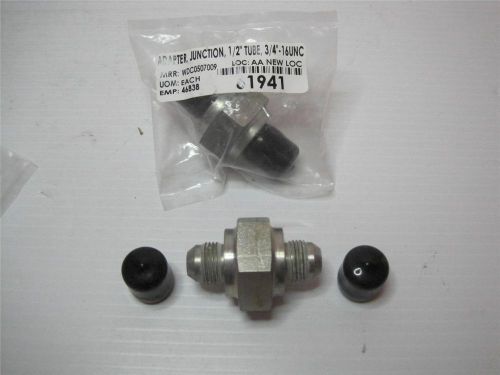 8057 hydro-craft hydraulic adapter junction union 1/2&#034; tube 3/4&#034;-16 unc nos for sale