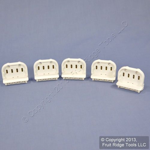 5 leviton 4-pin long twin tube fluorescent lamp holders light sockets 13452 for sale