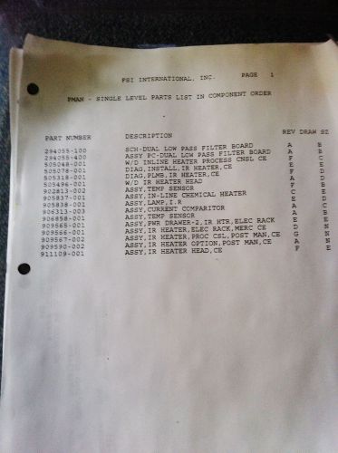 FSI Mercury BILL OF MATERIALS, Schematics, Drawings