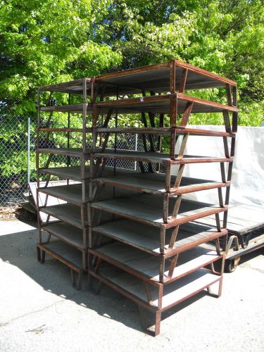 Wood platform shelving 18 available- vintage steel framed for sale