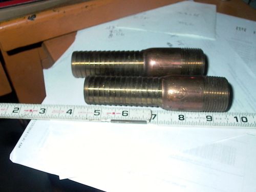 Lot of two copper 1&#034; hose barbs for sale