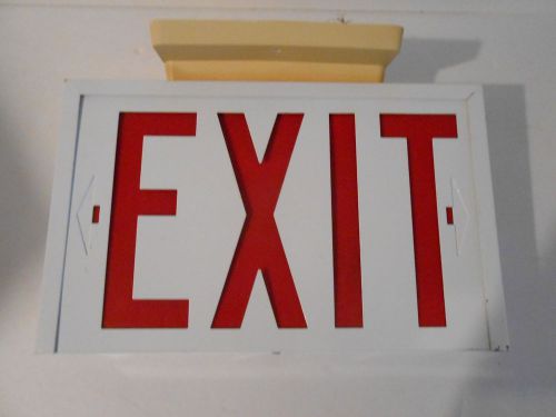 Vintage white w/ red lettering ceiling exit sign for sale