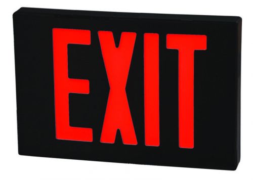 Cast aluminum led exit sign with red lettering, black housing and black face for sale