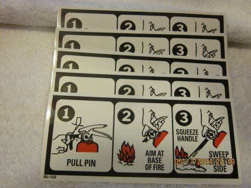 (lot of 5) abc fire extinguisher pictorial operating labels..2 1/2&#034; x 5 1/2&#034; new for sale