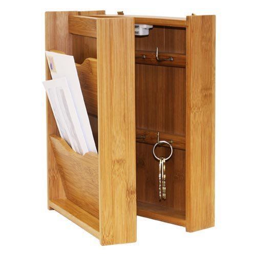 Rack letter key wood holder mail organizer wall mount storage home office paper for sale