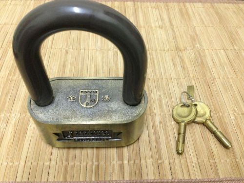 *rare* huge 100mm jin-tan padlock with 2 *unique keys* + key tag!! for sale