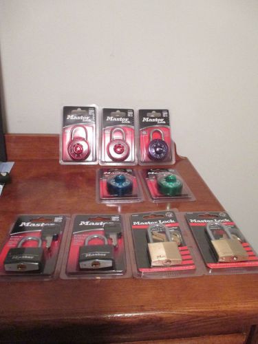 Lot of masterlocks: 5 combination locks, 4 padlocks. new in packages. for sale