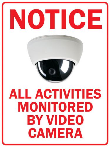 Pas320 monitored by video camera surveillance security wall metal sign 9&#034;x12&#034; for sale
