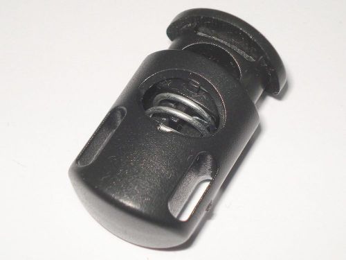 S006 Black 2 pcs Large Cylinder Plastic Cord locks 2 Fix holes on side 0510C