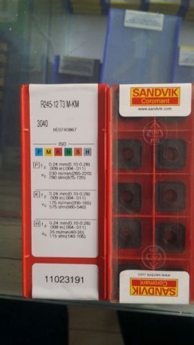 10 pcs. sandvik r245-12 t3 m-km 3040 milling inserts for sale