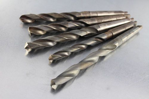 Taper shank twist drills 2 morse taper lot of 5 hss sizes 5/8&#034; to 25/32&#034; morse for sale