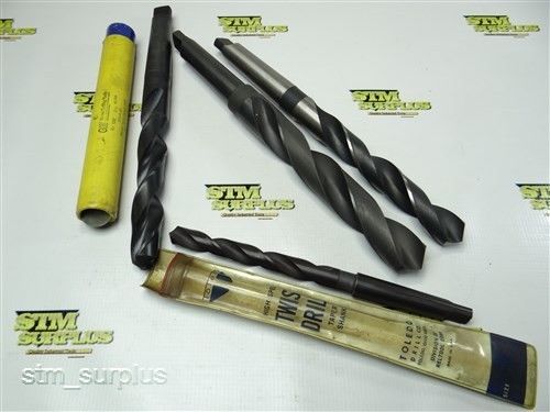 Lot of 4 hss morse taper twist drills 39/64&#034; to 1-3/16&#034; with 2mt &amp; 3mt morse for sale