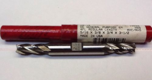 Quinco 5/16 x 3/8 x 3/4 x 3-1/2 4 fl de hss end mill made in usa - new in tube for sale