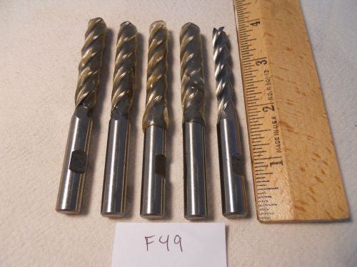 5 new 3/8&#034; shank hss end mills. 4 fl. 5/16&#034; slightly under / over sized usa f49 for sale