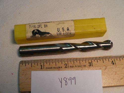 1 new bassett 7/16&#034; diameter carbide end mill. 2 flute. ball. usa made. (y899) for sale