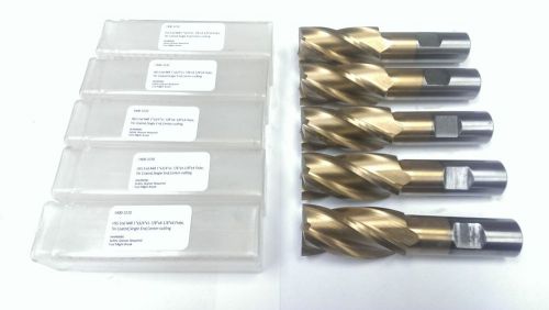 5 pcs of 1x1x2x4-1/2&#034; hss 4 fl tin coated end mill center cutting, #1400-3221x5 for sale
