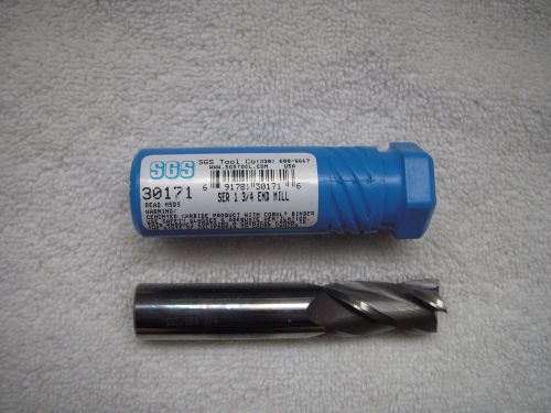 1 NEW SGS 3/4&#034; DIA  SINGLE END SOLID CARBIDE END MILL 4 FLUTES