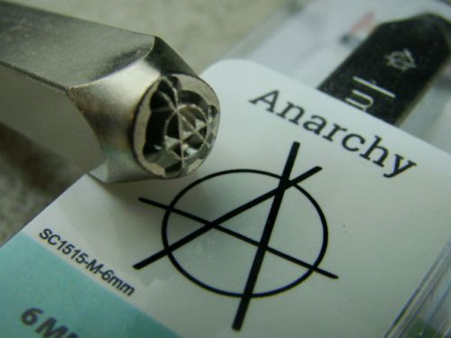 &#034;anarchy&#034; 1/4&#034;-6mm-large stamp-metal-hardened steel-gold &amp; silver bar tattoo for sale