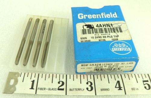 4 Greenfield #15328 Hand Taps #10-24UNC, 2-3/8&#034; Long, 4-Flute, HSS ~ (Loc11)