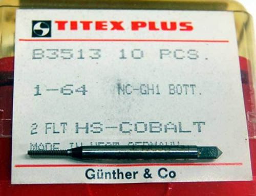 10 Pc. Titex 1-64NC GH1 B3513 Cobalt High Performance Bottoming Hand Taps