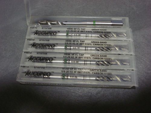 Accupro Spiral Flute Tap 1/4-28 Green Band Carbon Steel Drill Tap Tools LOT of 5