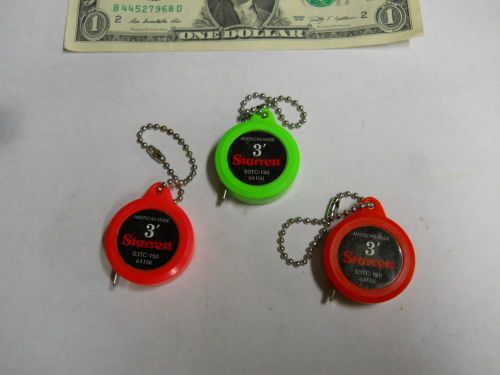 Starrett  3&#039; pocket tape measure  (3) tapes.   pink, orange, green    free s&amp;h for sale