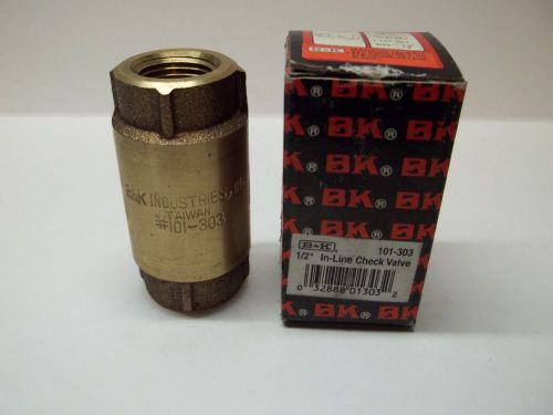B&amp;k 1/2&#034; in-line bronze check valve p/n 101-303 for sale