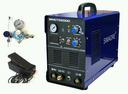 Simadre 5200d 50a plasma cutter 200a tig/mma/arc welder argon regulator ft pedal for sale