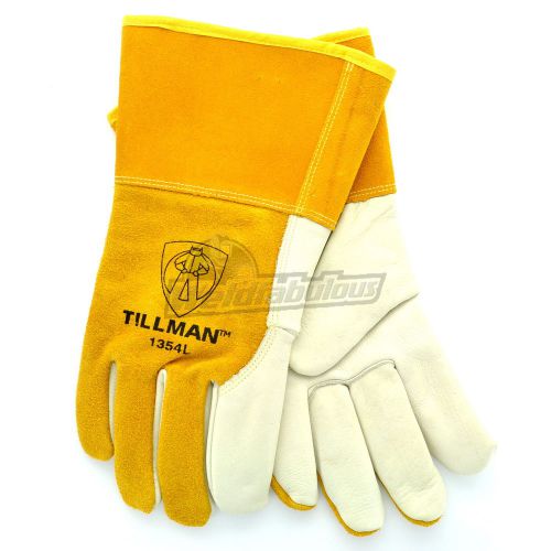 Tillman 1354L 4&#034; CuffGrain/Split Cowhide Mig Gloves w/Kevlar Sock Lining, Large