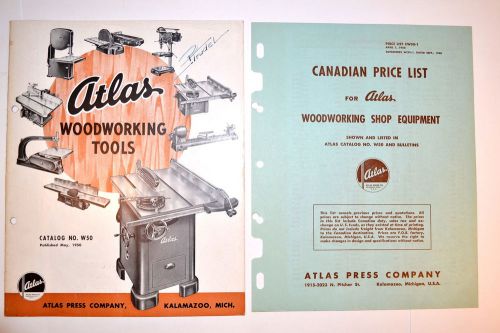 ATLAS WOODWORKING Machinery CATALOG No. W50 &amp; PRICE LIST #RR170 lathe drill 1950