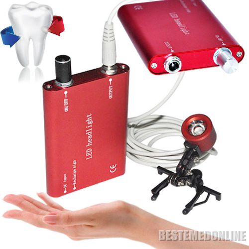New red +2x batteries portable head light lamp with clips for dental loupes for sale