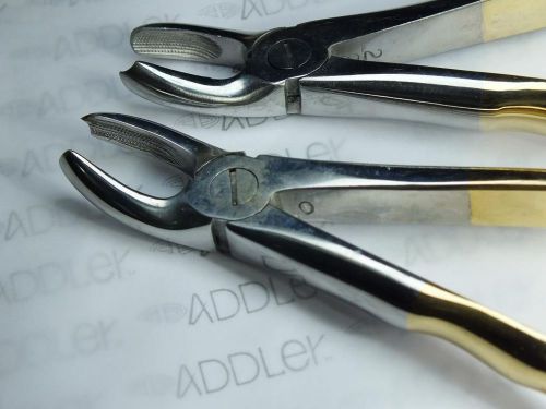Two Golden Anatomical Molors Forceps ADDLER GERMAN Stainless