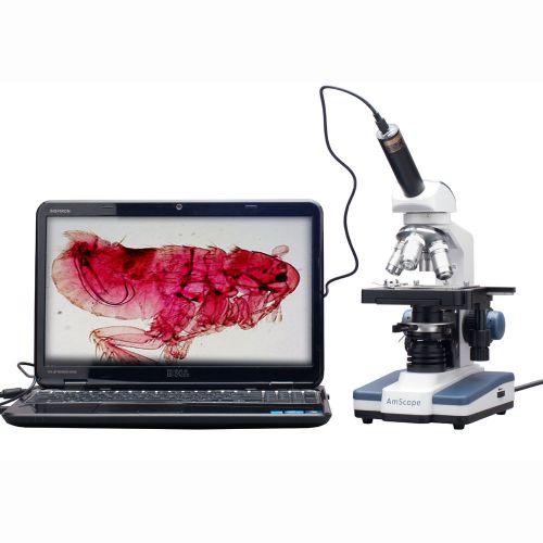 40x-2500x led digital monocular compound microscope w 3d stage +1.3mp usb imager for sale