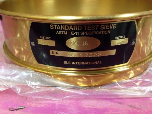 Standard testing sieve no. 16 8&#034; dia, brass (g1) for sale