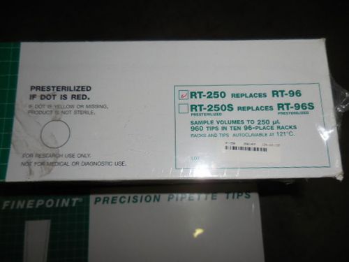 Rainin pipette tips, 250ul green  rt-250 / rt-96 (4 boxes/lot) for sale