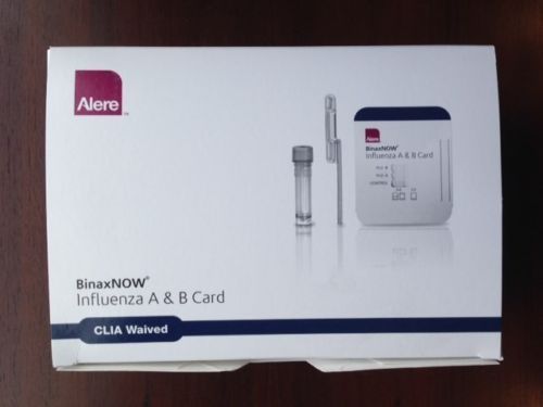 ALERE BinaxNOW Inflenza A &amp; B Card 22 per box #416-022 CLIA Waived