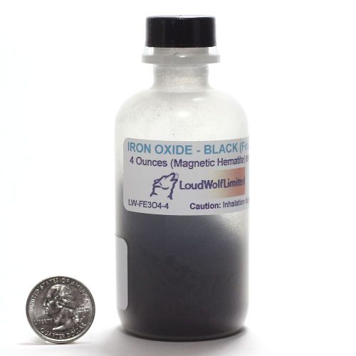 Iron Oxide Black Magnetite 1/4 POUND Ultra-Fine 99% Fe3O4  In Plastic Bottle USA