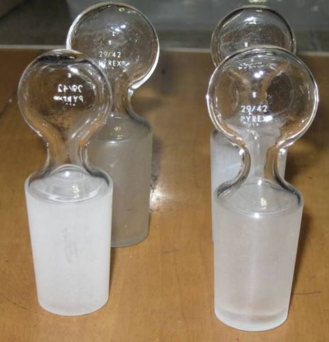 Glassware lab glass:29/42 Pyrex Hollow Glass Pennyhead Stopper lot x3