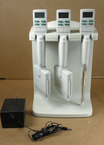 Rainin EDP-3 Plus Pipettes Lot of (3) w/ Charging Stand &amp; Charger 3