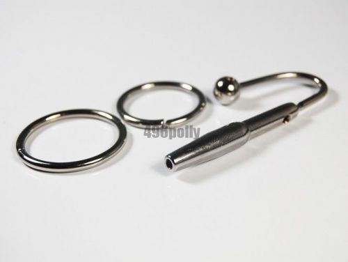 MINI Through-hole Stainless Steel Urethral Sounds Dilator PLUG w Rings FREE SHIP