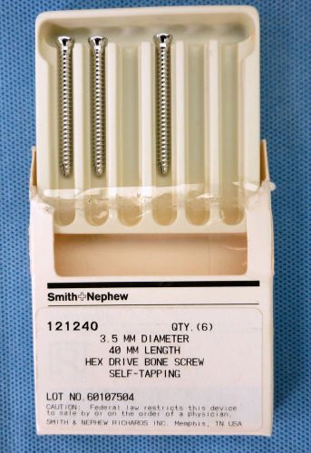Smith &amp; Nephew 121240 Hex Drive Bone Screw, Self-Tapping 3.5mm Diameter X 40mm
