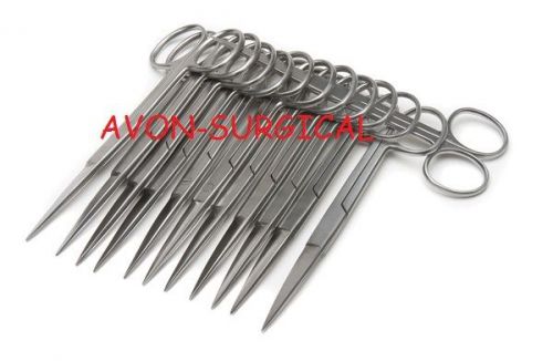 12 OPERATING DISSECTING SURGICAL SCISSORS 5.5&#034; STRAIGHT SHARP SHARP BLADES