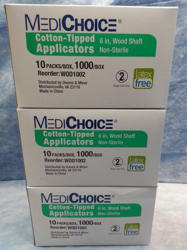 MediChoice Cotton Tipped Applicators 6 in Sterile Lot of (3000) In Date WOD1002