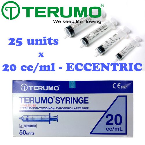 25 x 20ml cc Terumo Syringe Luer Eccentric Hypodermic Needle Sterile Latex Free