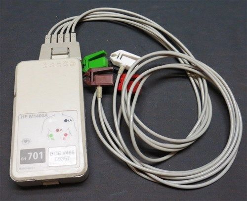 HP M1400A Telemetry Transmitter With M1425A Leads No Battery Cover
