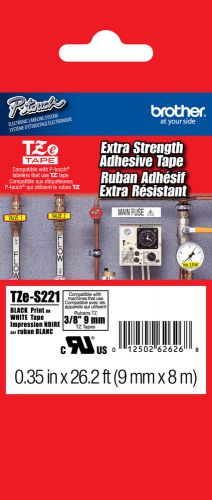 Brother TZS221 Label Tape TZES221 TZS-221 * 6 Pack !! 9mm Blk/Wht Industrial