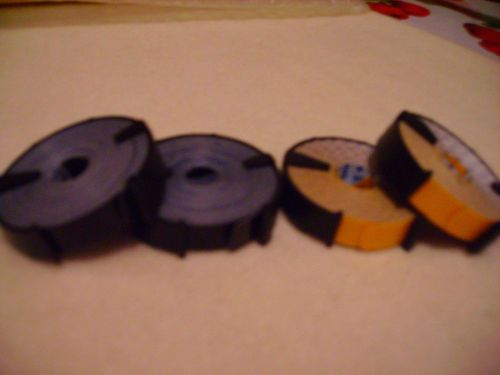 LOT OF 4 DENNISON EMBOSSING TAPES 2 YELLOW AND 2 BLACK 3/8&#034; X 144&#034;