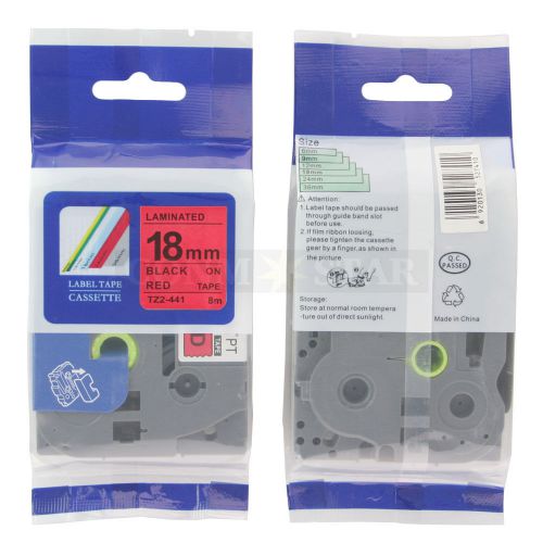 1pk black on red tape label compatible for brother p-touch tz tze 441 18mm 3/4&#034; for sale