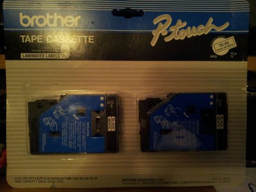 Brother P-Touch TC-20 Black on White Tape Cassette Twin Pack