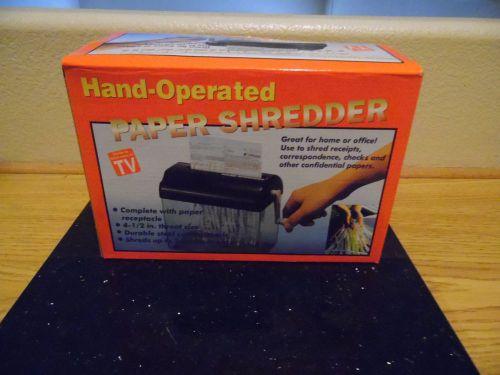 Hand Operated paper Shredder with receptacle steel cutting blades straight- cut